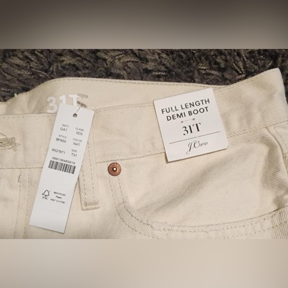 J. CREW High-rise Full Length Demi Boot Oatmeal 100% Cotton Sz.31Tx33 NWT** - Picture 6 of 8